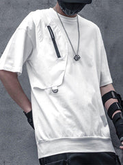 Dark Functional Zipper Patchwork Tee