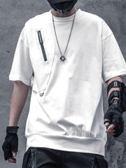 Dark Functional Zipper Patchwork Tee