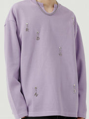 Solid Color Chain Design Sweatshirt