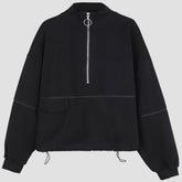 Dark Half Zipper Drawstring Sweatshirt
