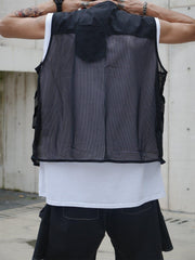 Multi Pockets Zip Up Mesh Vest