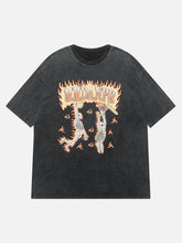 Washed Burning Skeleton Dunk Graphic Tee