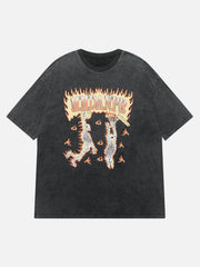 Washed Burning Skeleton Dunk Graphic Tee