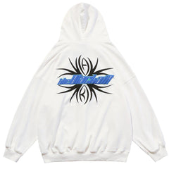 Ripped Spider Embroidery Oversized Washed Hoodie