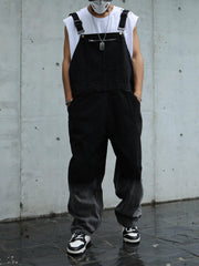 Washed Zip Up Overalls