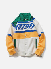 Contrast Letter Print Lapel Jacket