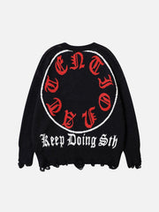 Letters Ripper Hole Sweater