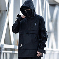 Half Zip Ninja Functional PU Hooded Jacket