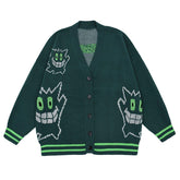 Little Devil Print Cardigan Knitted Sweater