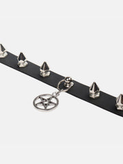 Punk Pentagram Rivets PU Necklace