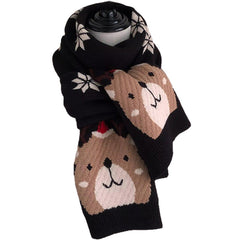 Fawn Snowflake Christmas Knit Scarf