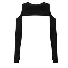 Solid Color Strapless Cropped Long Sleeve Half-shirt