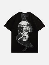 Smoking Skeleton Print Tee