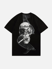 Smoking Skeleton Print Tee