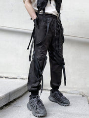 Zipper Pockets Multi Ribbons Cargo Pants