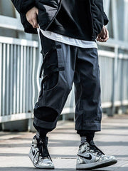 Patchwork Ribbons Velcro Cargo Pants