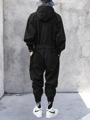 Function Multi Pockets Hooded Cargo Jumpsuit