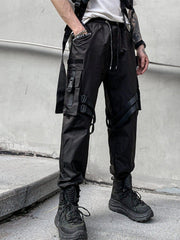 Side Ribbons Pockets Cargo Pants