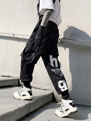 Letters Print Cargo Pants