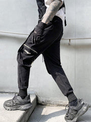 Side Zipper Pockets Ribbons Cargo Pants