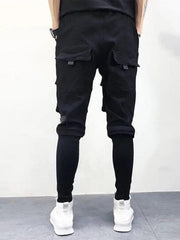 Dark Patchwork Pockets Cargo Pants