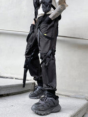 Zipper Pockets Multi Ribbons Cargo Pants