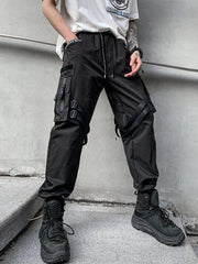 Side Ribbons Pockets Cargo Pants