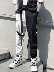 Patchwork Ribbons Print Cargo Pants