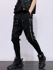 Function Multi Zipper Bandage Cargo Pants
