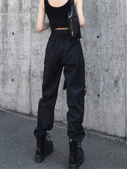 Black Personalized Belt Cargo Pants