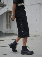 Mesh Rivet Fake Two Shorts