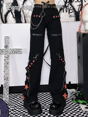 Dark Star Ribbon Zip Wide-Leg Pants