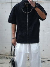 Chain Zip Up Short Sleeve Shirt