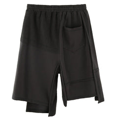 Dark Irregular Patchwork Cotton Shorts