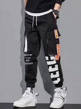 Function Ribbons Print Cargo Pants