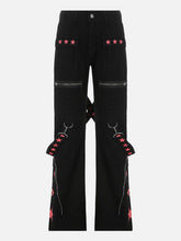 Dark Star Ribbon Zip Wide-Leg Pants