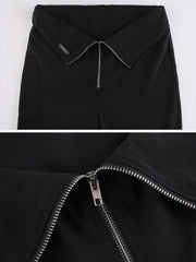Irregular Zipper Mesh Patchwork Flared Pants