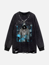 Vintage Grim Reaper Print Sweatshirt