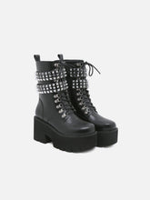 Zip Up Rivet Motorcycle Boots