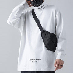 Dark Turtleneck Embroidery Sweatshirt