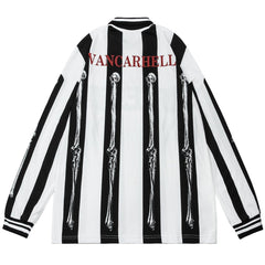 Vintage Striped Skull Cotton Oversized Sweatshirt