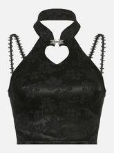 Dark Butterfly Buckle Hollow Cropped Vest