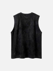 Gothic Alphabet Rose Suede Vest