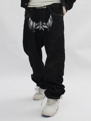 Bat Face Print Jeans