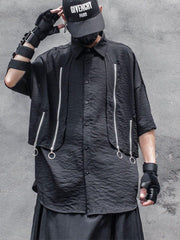 Dark Personalized Zipper Patchwork Shirt