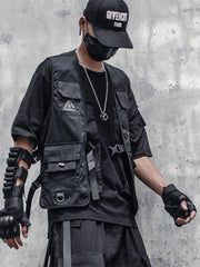Function Ribbons Buckle Cardigan Vest