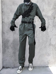 Dark Function Personalized Belt Buttons Cargo Jumpsuit