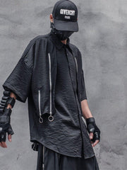 Dark Personalized Zipper Patchwork Shirt