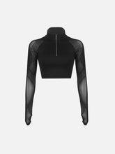 Mesh Nipped Waist Long Sleeve T Shirts