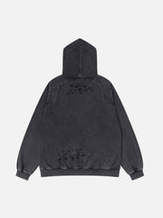 Washed Cut Embroidery Letters Hoodie